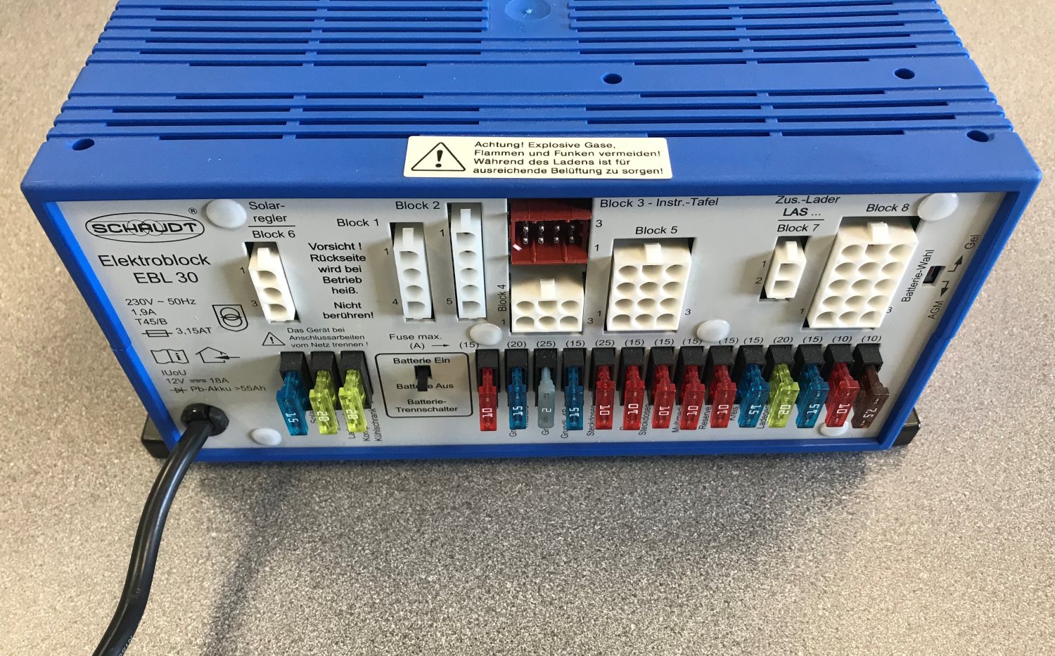 Schaudt/Lippert EBL 30 Fuseboard with Integrated Charger