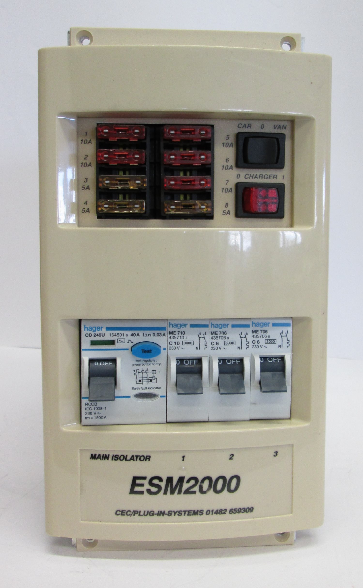 Nordelettronica/Plug In Systems ESM2000/CTTH/12A Fuseboard with Integrated Charger