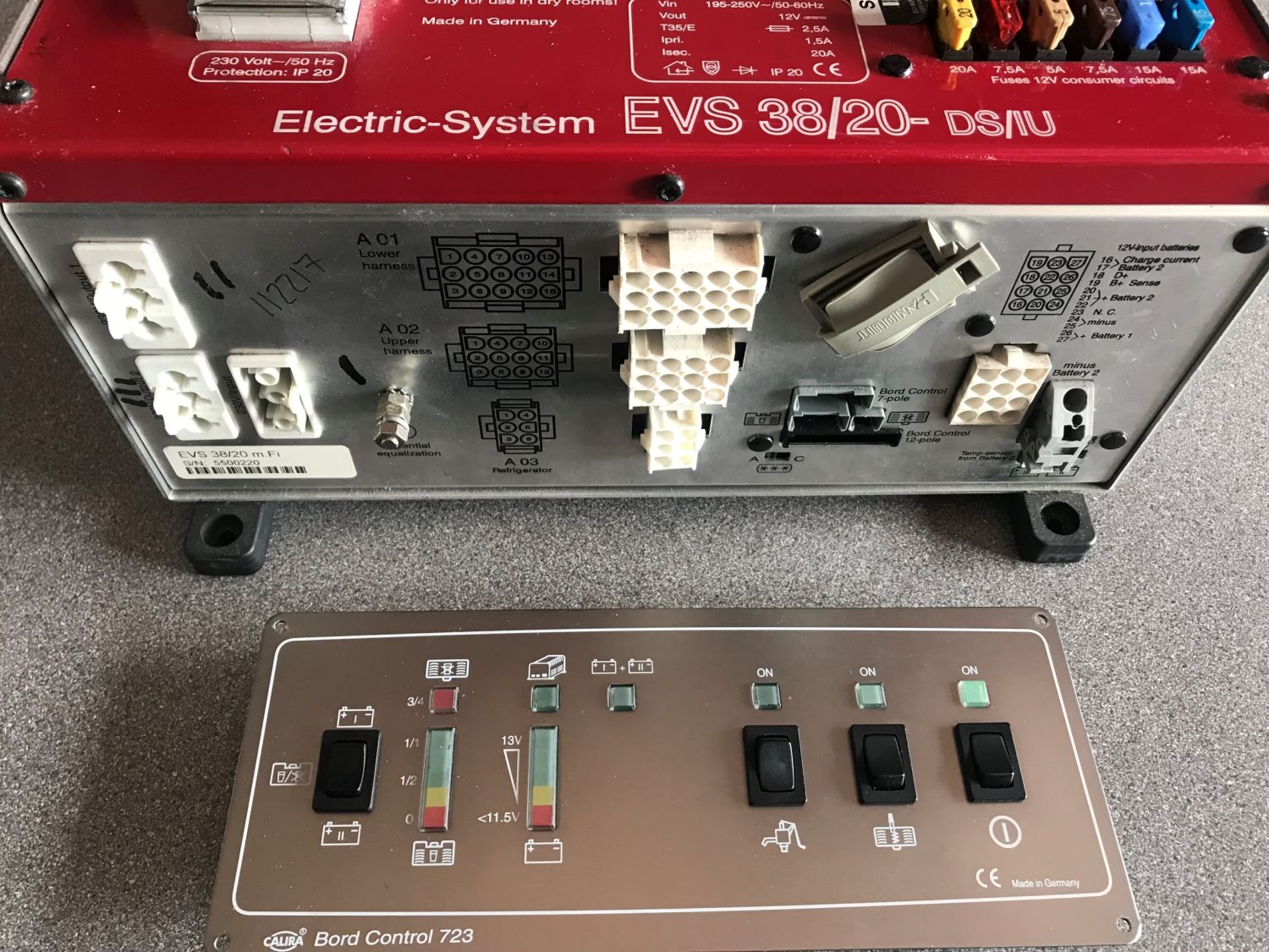Calira EVS 38/20 Fuseboard & BC723 Control Panel