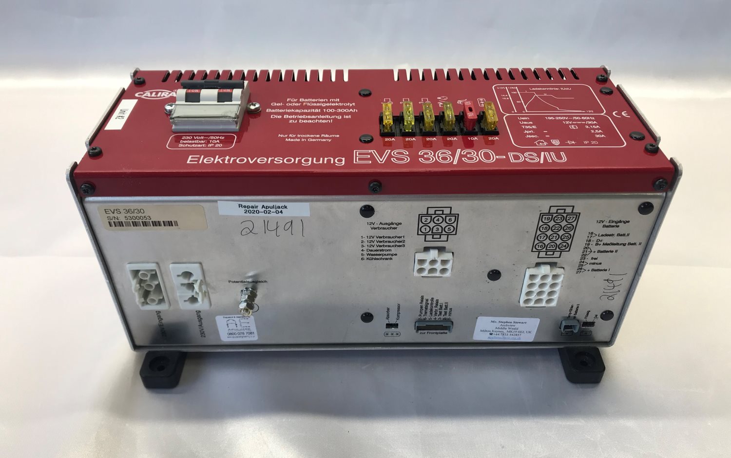 Calira EVS 36/30 Fuseboard with Integrated Charger