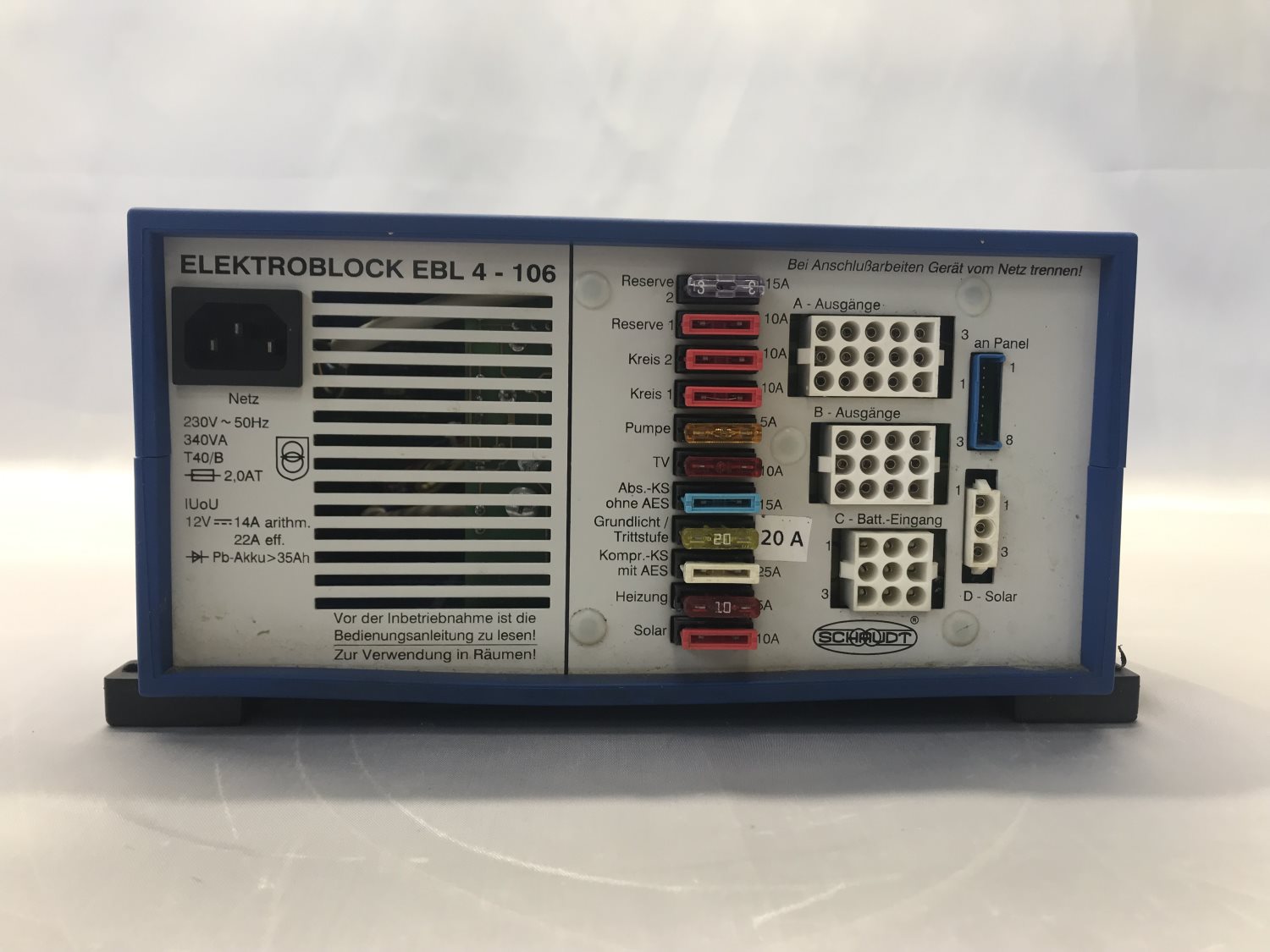 Schaudt/Lippert EBL 4 Fuseboard with Integrated Charger
